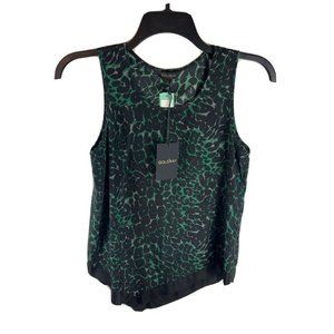Goldray Crystal Asymmetrical Hem Blouse‎ Green Size Small NWT